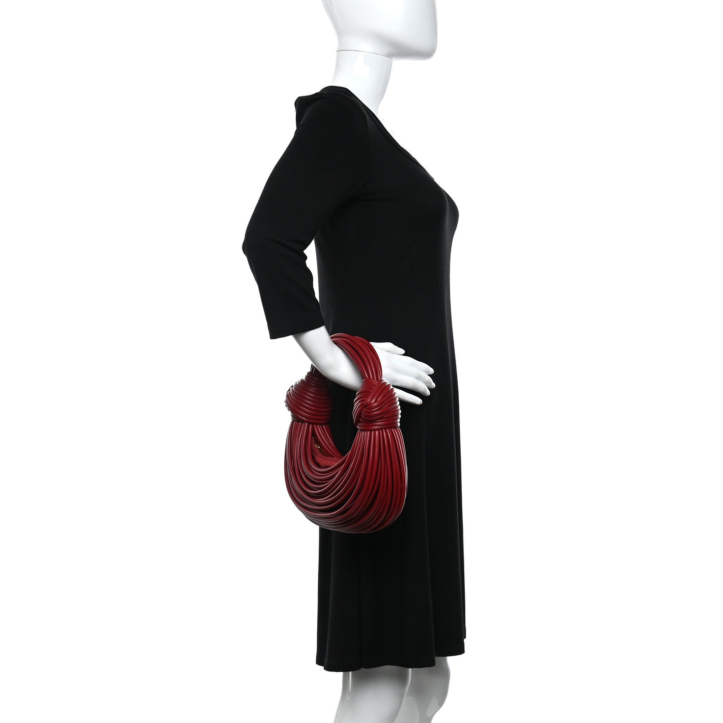 Nappa Mini Tubular Double Knot Dark Red