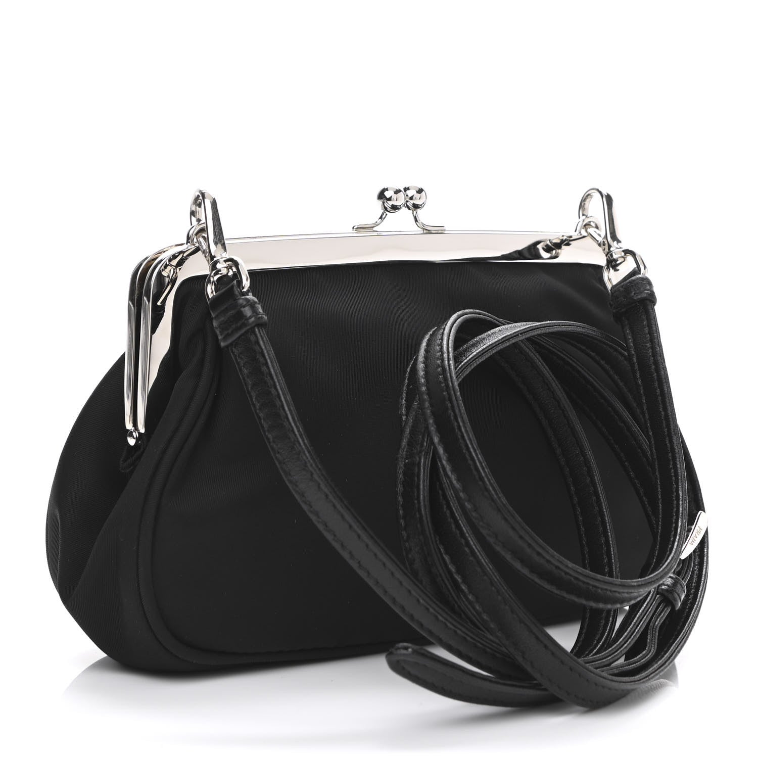 Prada Nylon Kisslock Crossbody Bag Black 1080044 – FASHIONPHILE