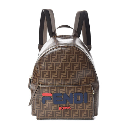 Fendi X FILA Glazed Fabric Vitello Century FF 1974 Mania Pouch Pocket Backpack Mogano Panna Blueberry 1 of 10