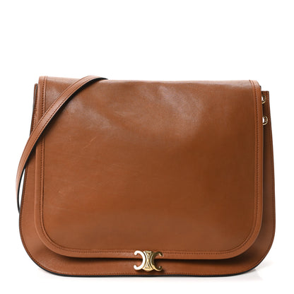 Celine Shiny Lambskin Soft Triomphe Besace Bag Soft Tan 1 of 9