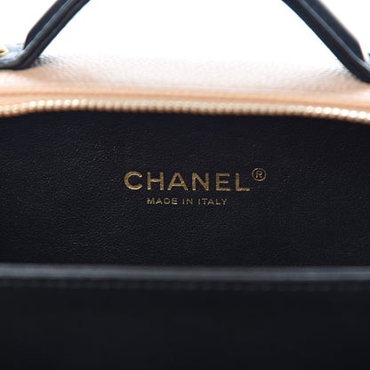 Chanel Caviar Quilted Small CC Filigree Vanity Case Beige Black 6 of 10