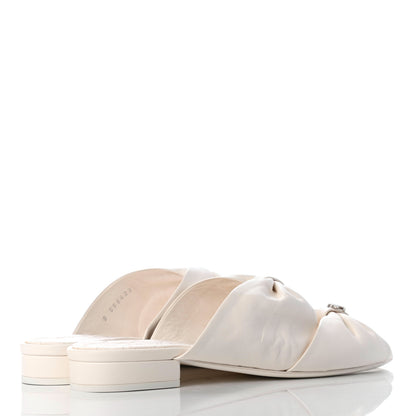 Chanel Lambskin Pearl Bow CC Flat Sandals 38 White 4 of 10