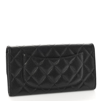 Chanel Caviar Quilted Large Gusset Flap Wallet Black 3 of 10
