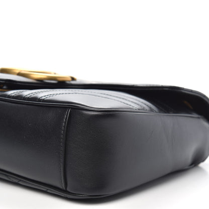 Gucci Calfskin Matelasse Medium GG Marmont Shoulder Bag Black 9 of 11