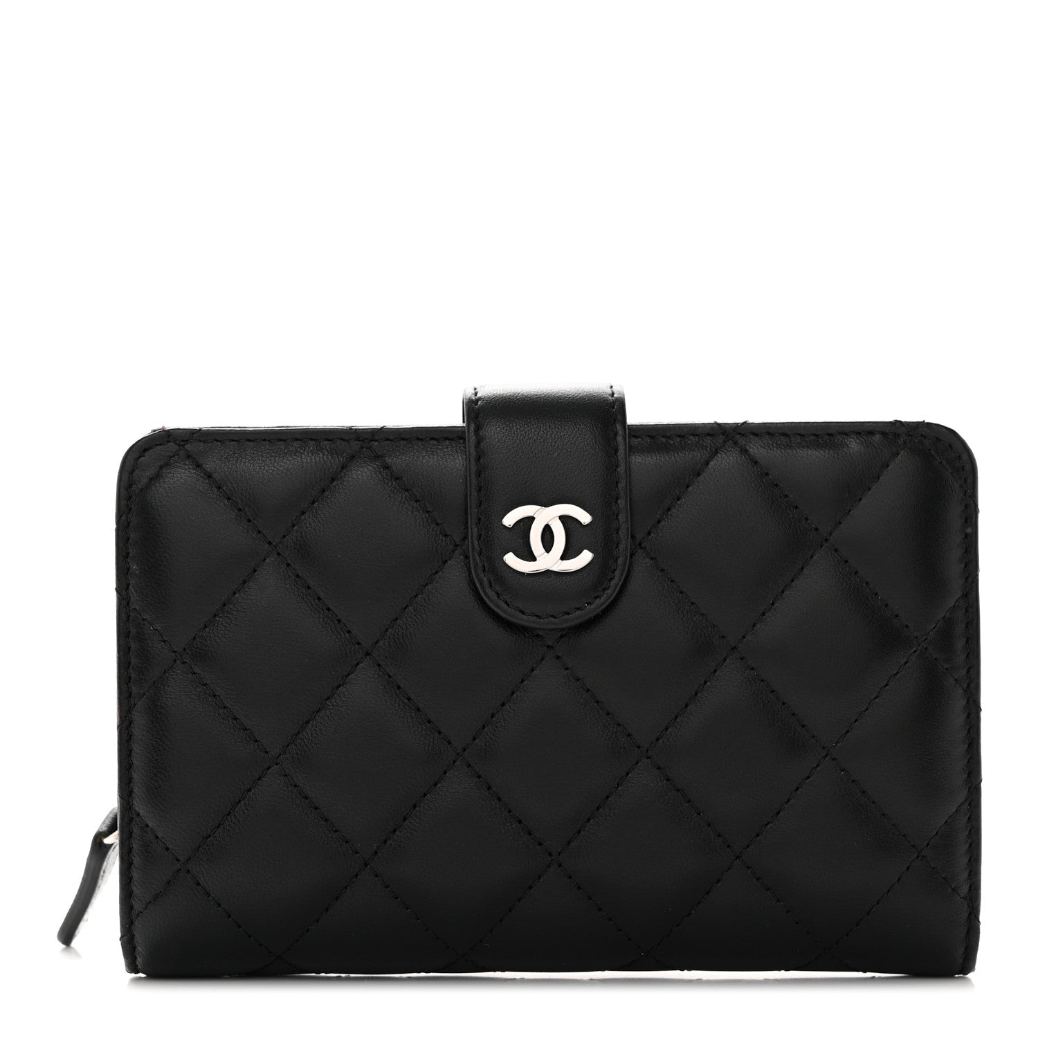 Chanel Lambskin Quilted Zipped Pocket Wallet Black 1 of 15