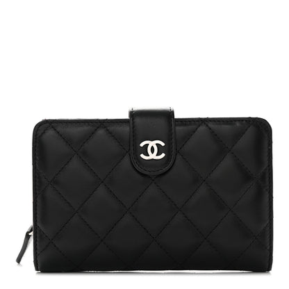 Chanel Lambskin Quilted Zipped Pocket Wallet Black 1 of 15