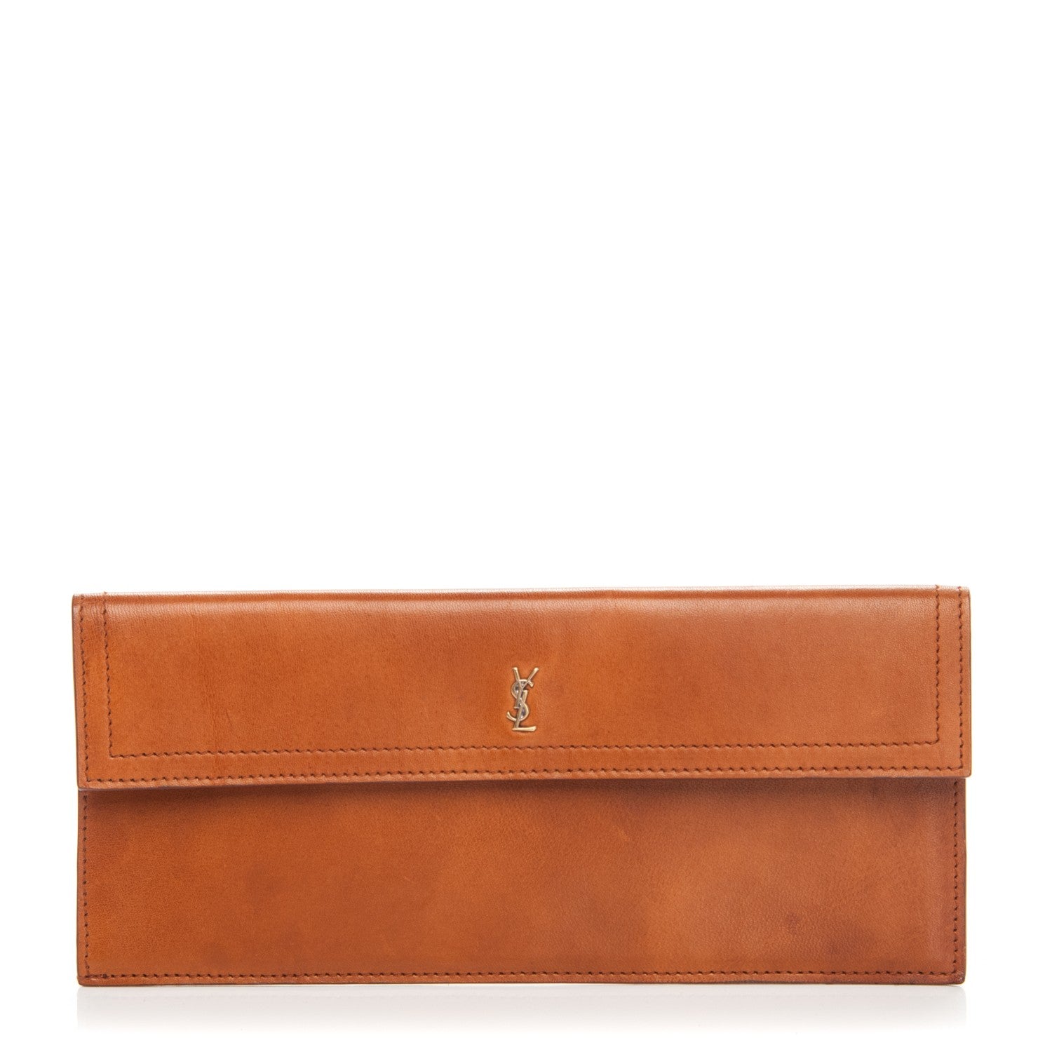 Saint Laurent Calfskin Flap Wallet Brown 1 of 6
