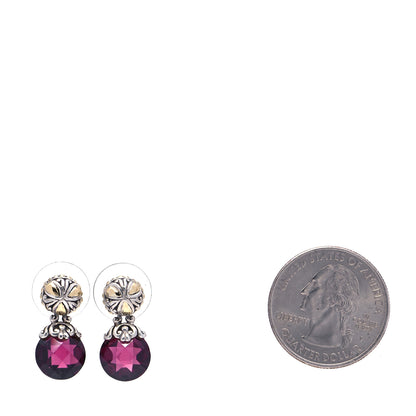 John Hardy Sterling Silver 18K Yellow Gold Rhodolite Garnet Drop Earrings 2 of 5