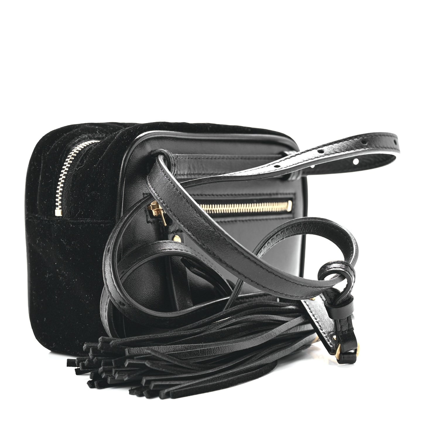 Velour Matelasse Monogram Lou Belt Bag Black
