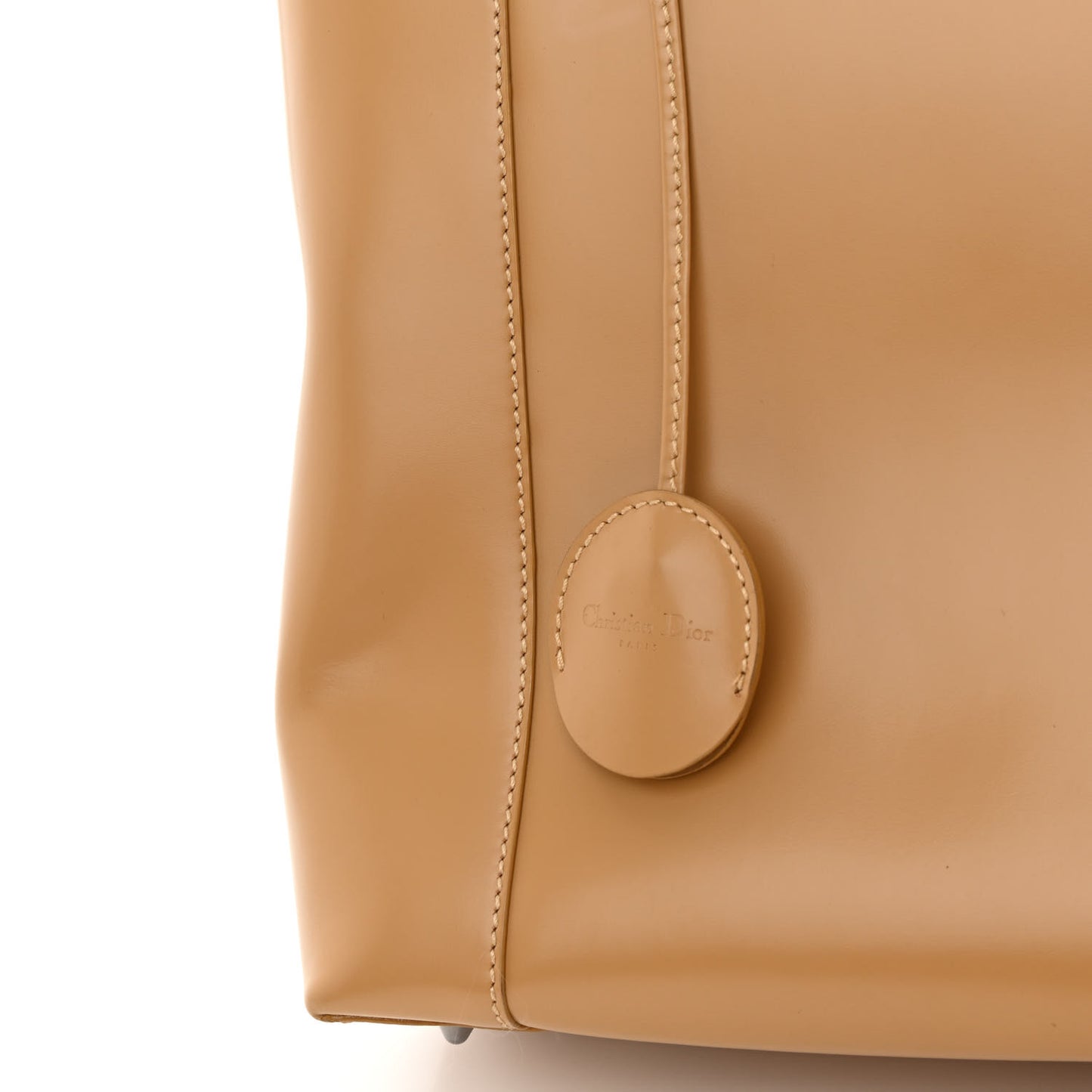 Calfskin Maris Pearl Beaded Top Handle Bag Beige