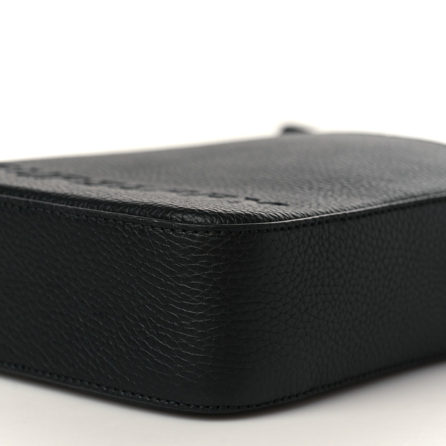 Pebbled Calfskin Logo Embossed Thornton Messenger Bag Black