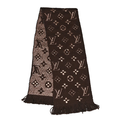 Louis Vuitton Wool Silk Logomania Shine Scarf Marron 2 of 4