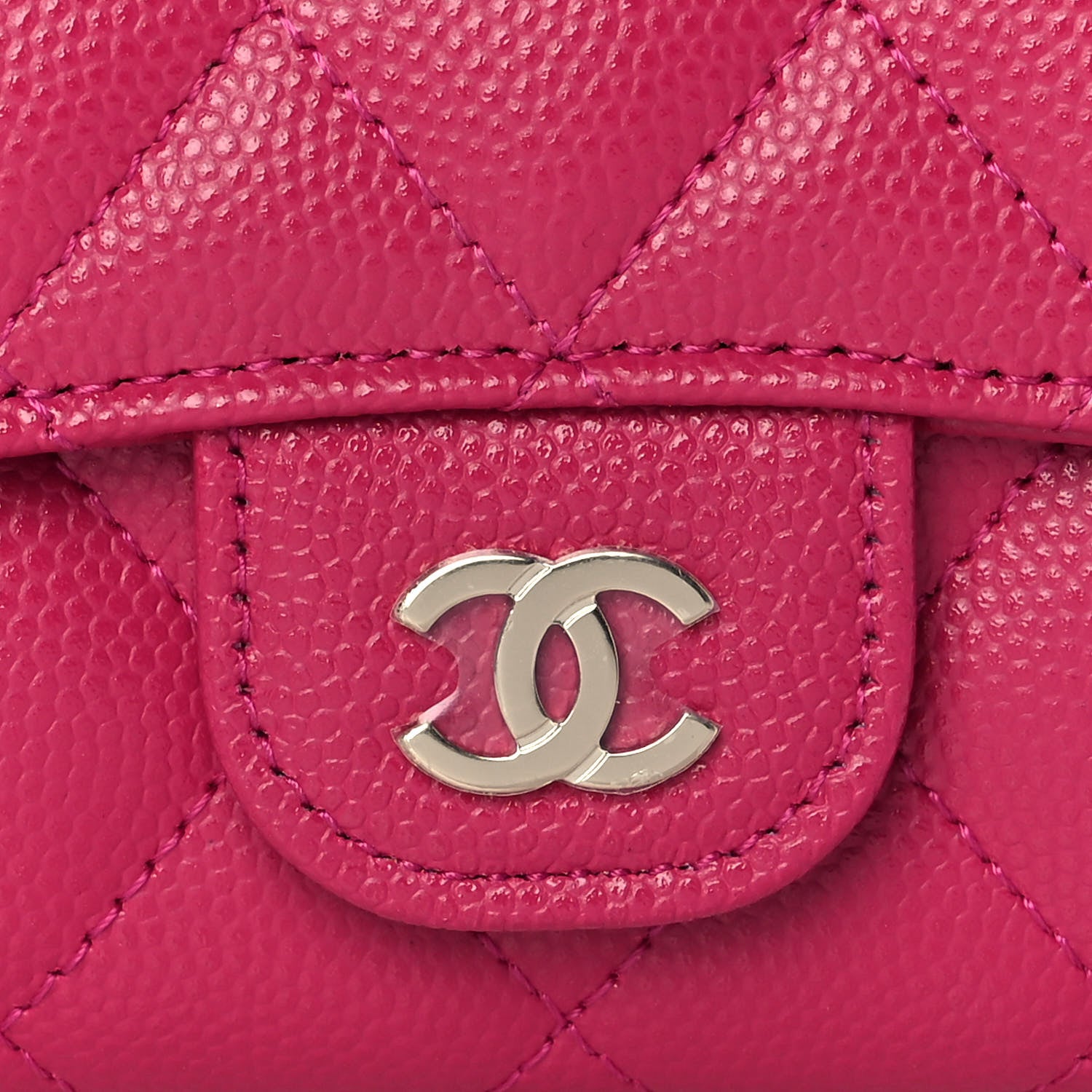 Chanel Caviar Quilted Flap Card Holder Wallet Fuchsia 11 of 12
