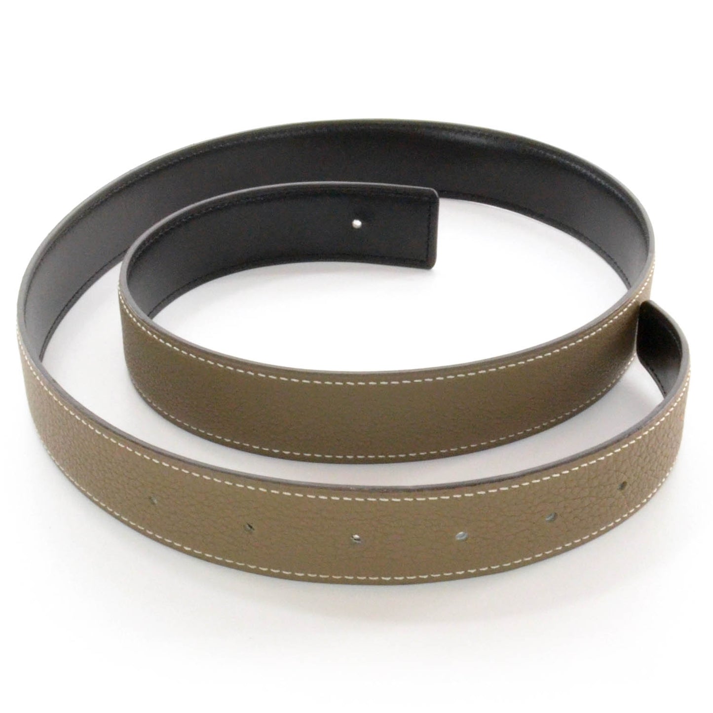 Box Clemence Reversible Belt Strap Noir Etoupe 95