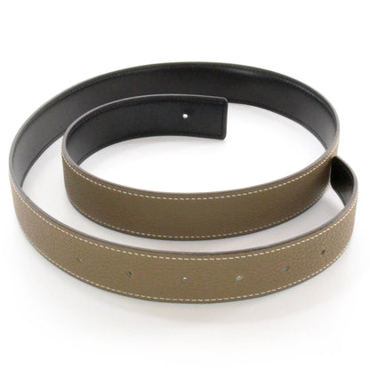Hermes Box Clemence Reversible Belt Strap Noir Etoupe 95 1 of 3