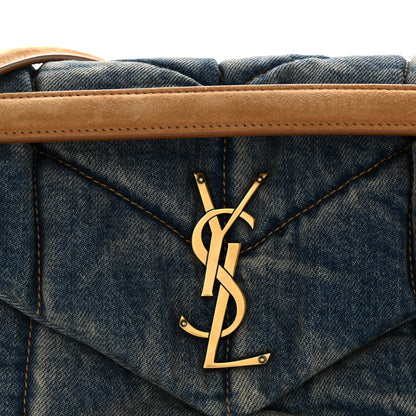Saint Laurent Denim Quilted Small Loulou Puffer Monogram Chain Satchel Blue Cinnamon 8 of 10