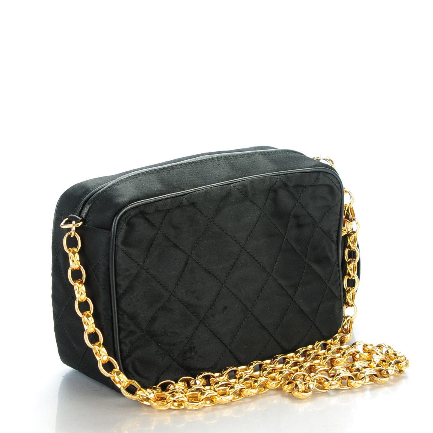 Quilted Satin Camera Bag Black