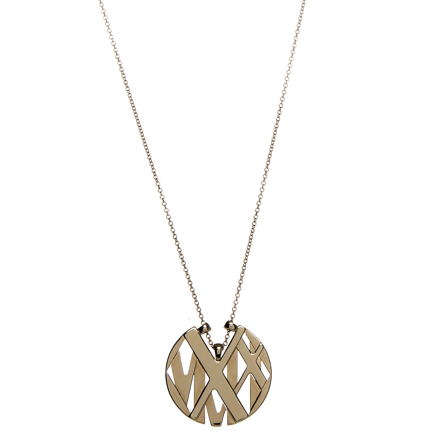 Tiffany 18K Yellow Gold Small Atlas Round Medallion Pendant Necklace 1 of 7