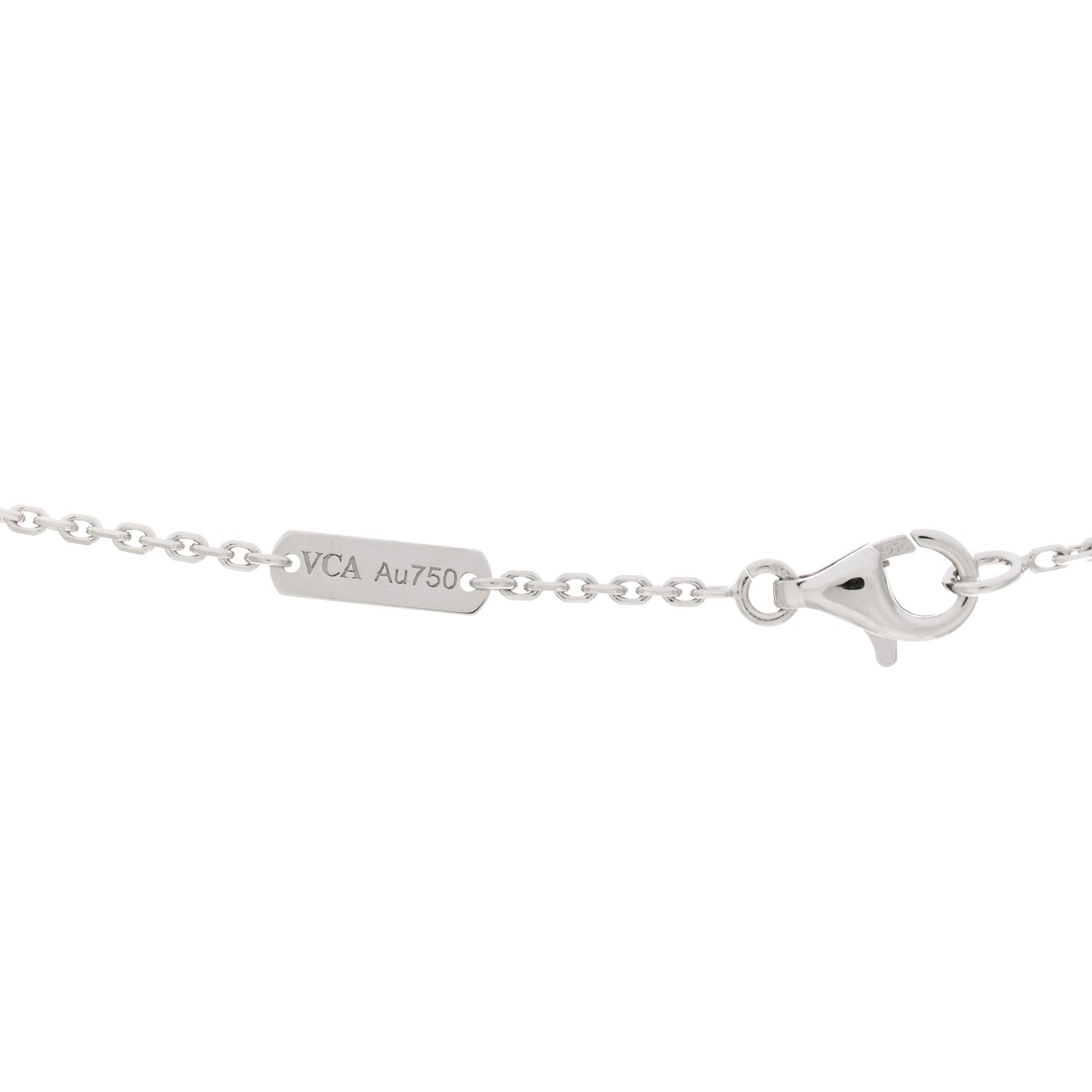 18K White Gold Diamond Vintage Alhambra Pendant Necklace