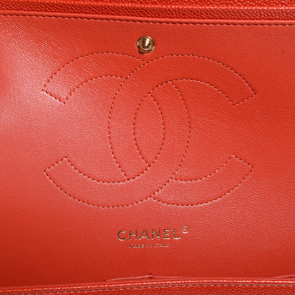 Chanel Pearly Caviar Jumbo Double Flap Orange 7 of 9