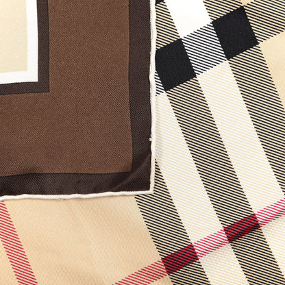 Burberry Silk Haymarket Check Square Scarf Brown Beige 4 of 5