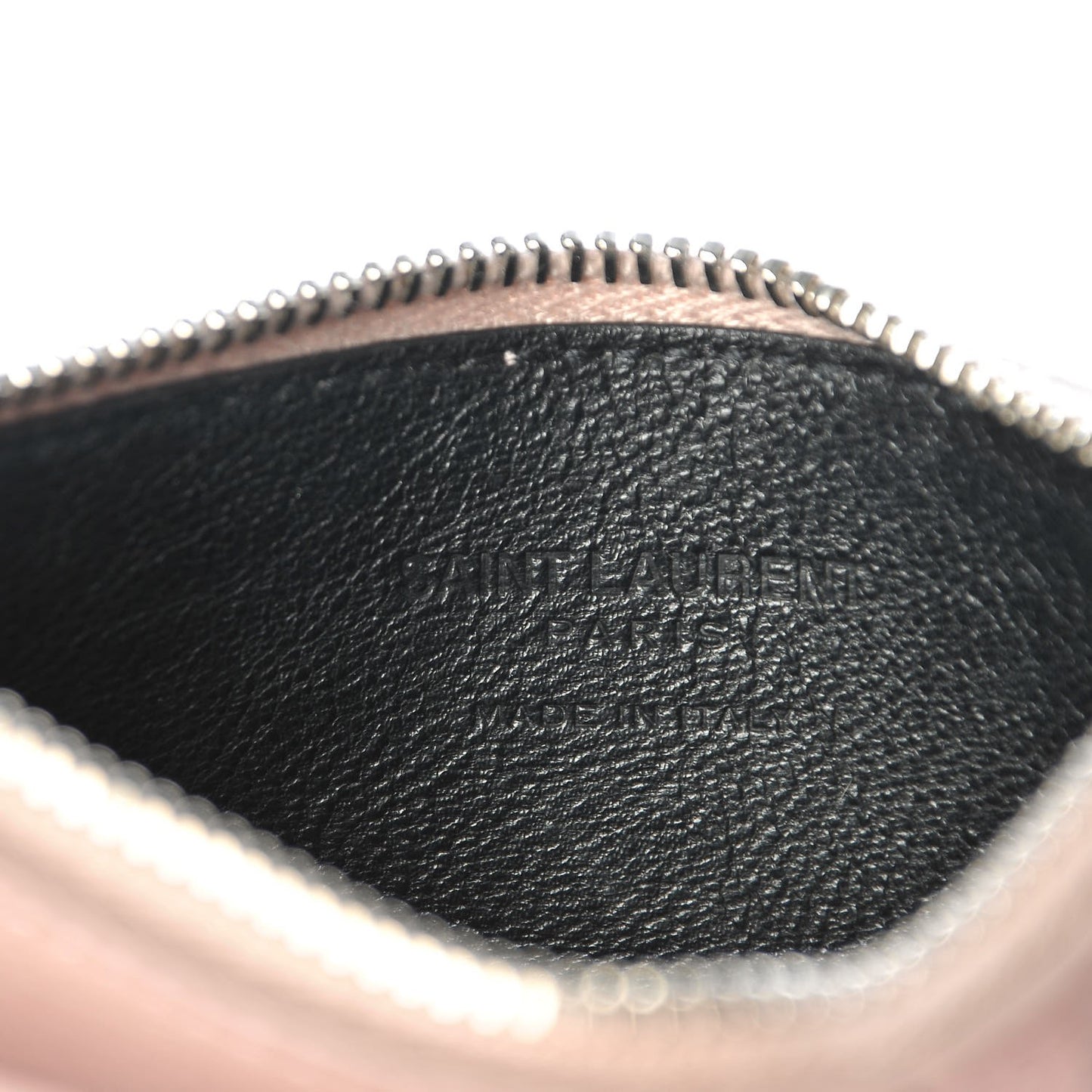 Grained Calfskin 5 Fragments Zip Pouch Card Holder Rose Antic