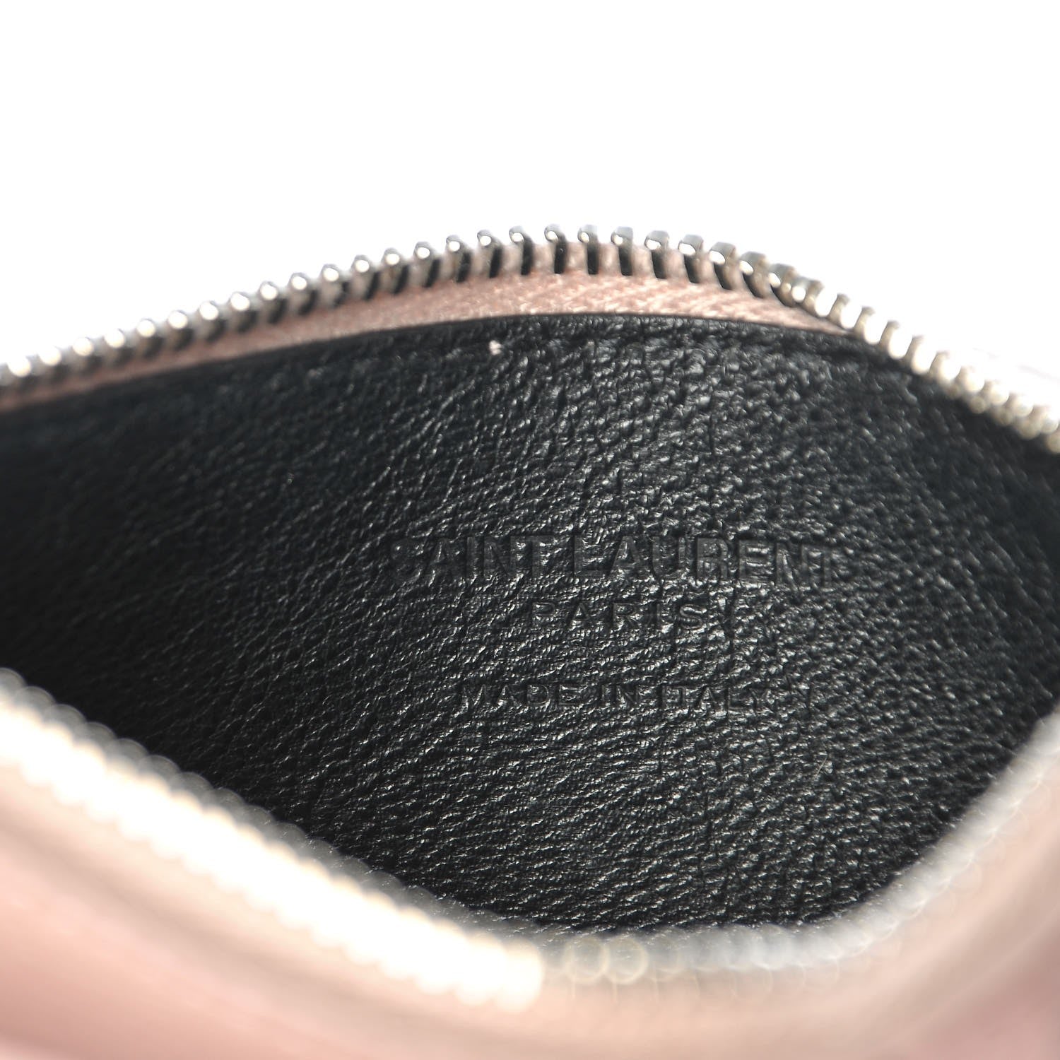 Saint Laurent Grained Calfskin 5 Fragments Zip Pouch Card Holder Rose Antic 6 of 8