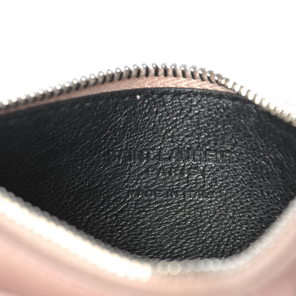 Saint Laurent Grained Calfskin 5 Fragments Zip Pouch Card Holder Rose Antic 6 of 8