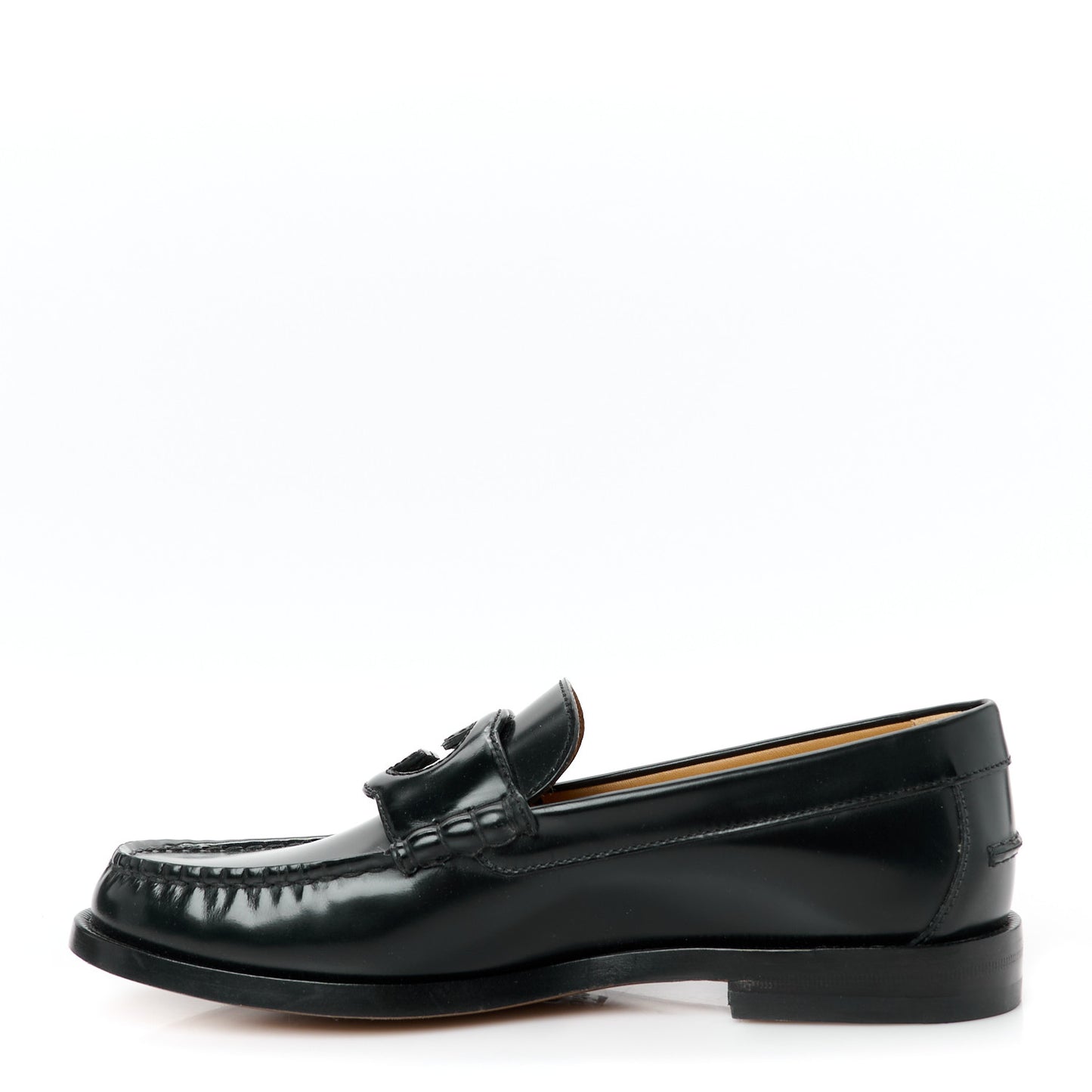 Calfskin Mens Interlocking G Millennial Ribot Loafers 7 Black
