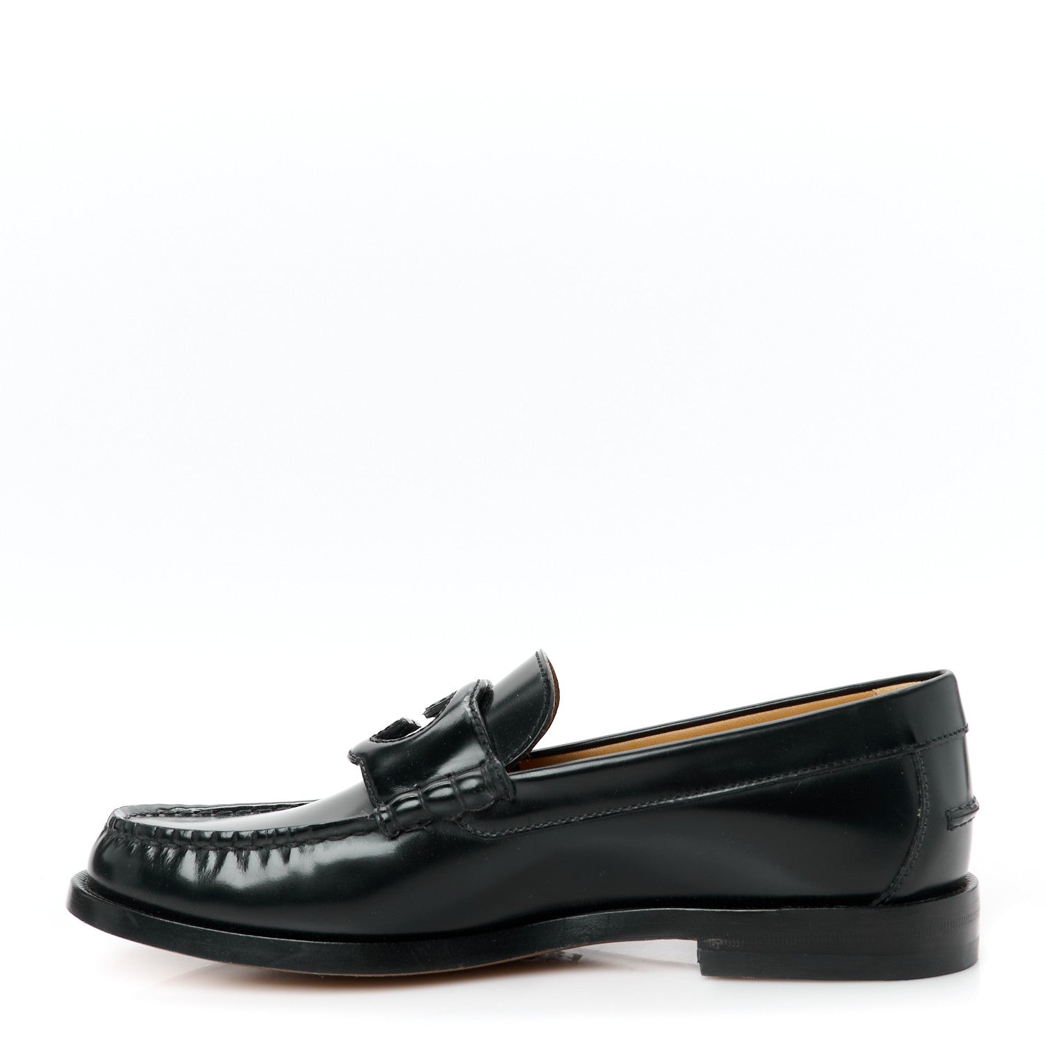 Gucci Calfskin Mens Interlocking G Millennial Ribot Loafers 7 Black 1 of 9