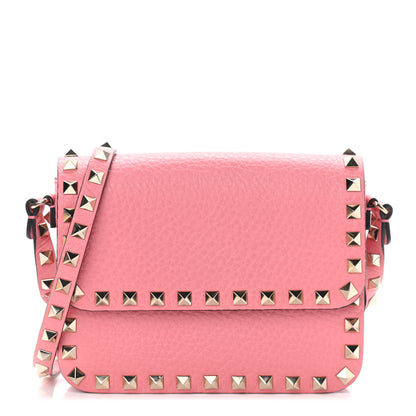 Valentino Garavani Pebbled Calfskin Rockstud Flap Crossbody Bag Paradise Rose 1 of 8