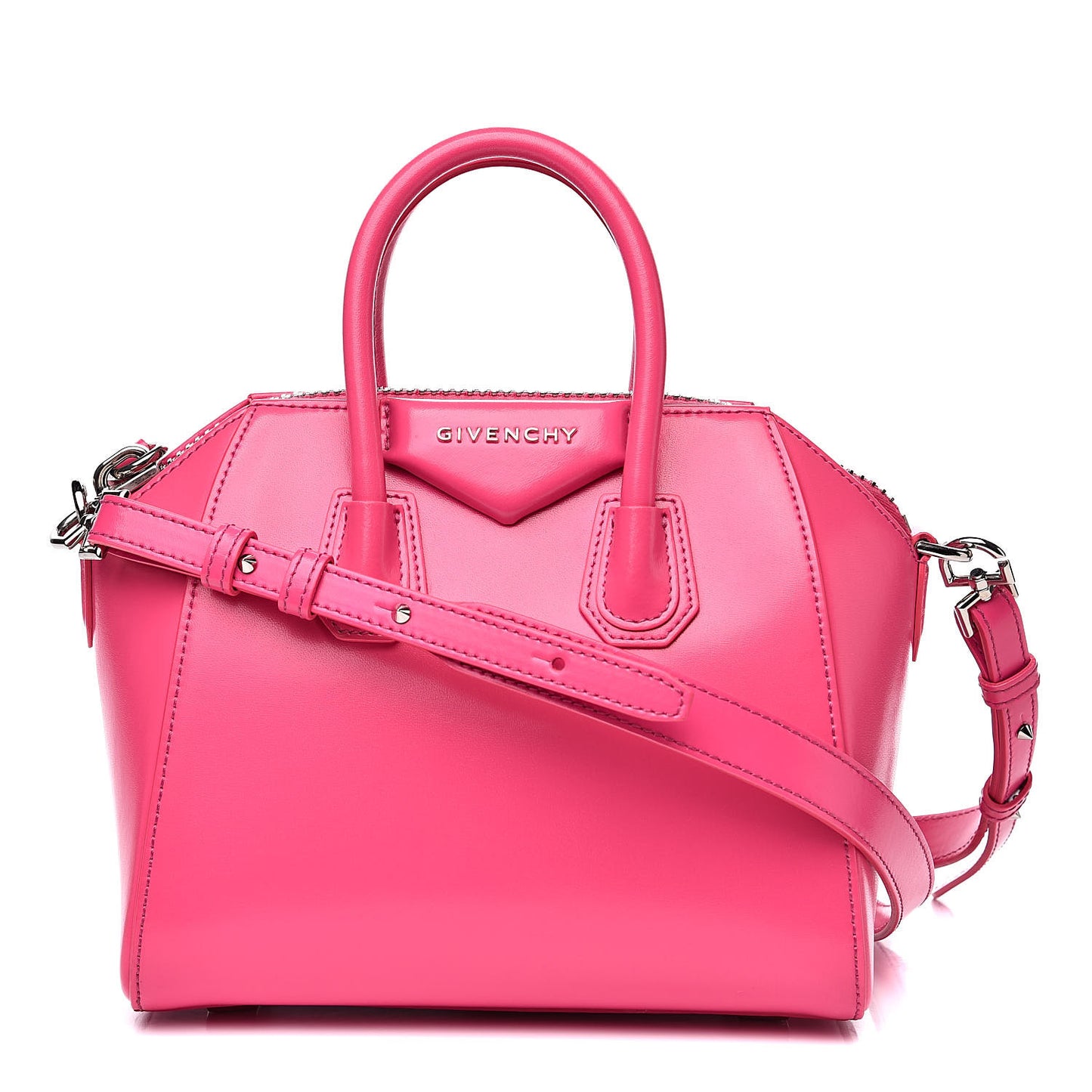 Shiny Lord Calfskin Mini Antigona Shocking Pink