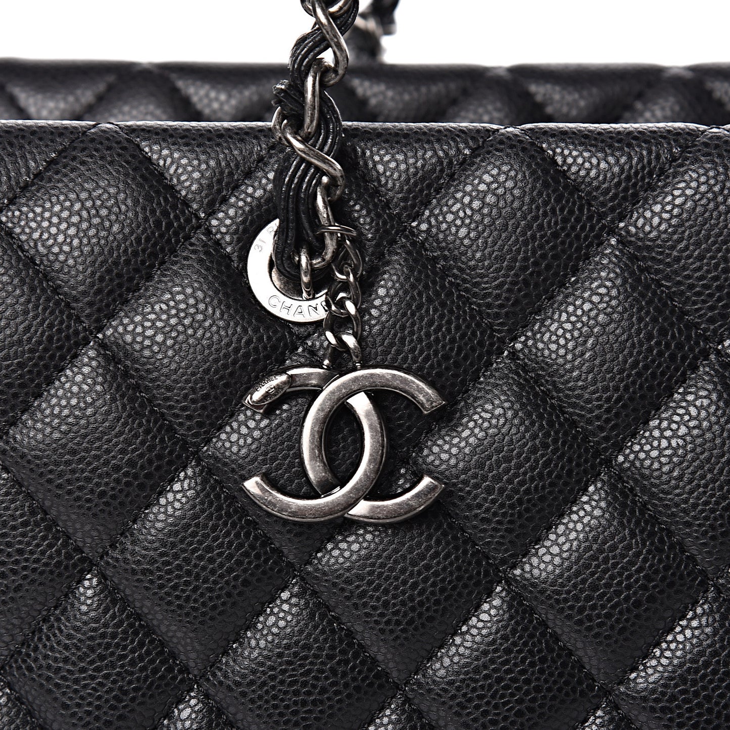 Caviar Quilted City Shopping Tote Black