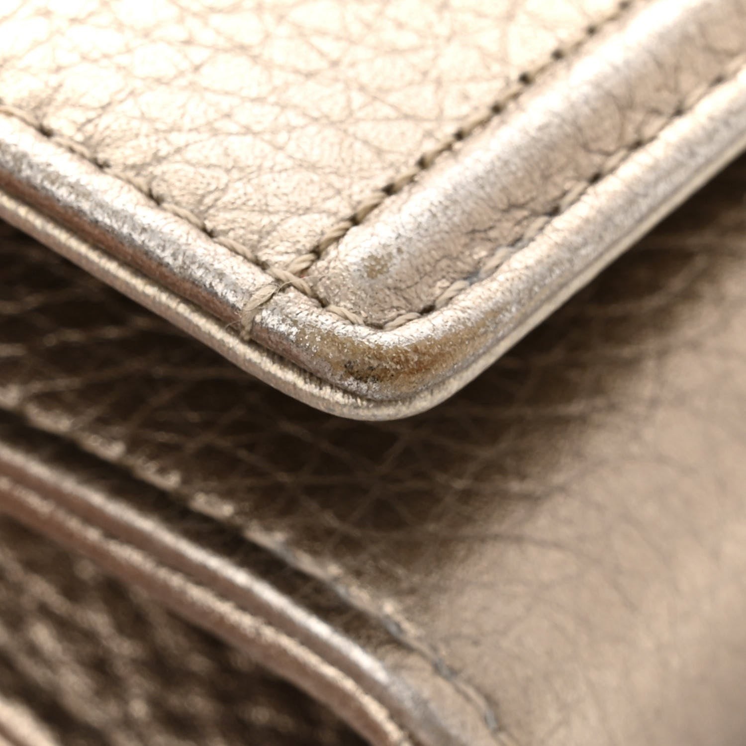 Christian Dior Metallic Grained Calfskin Diorama Croisiere Chain Wallet Gold 11 of 12
