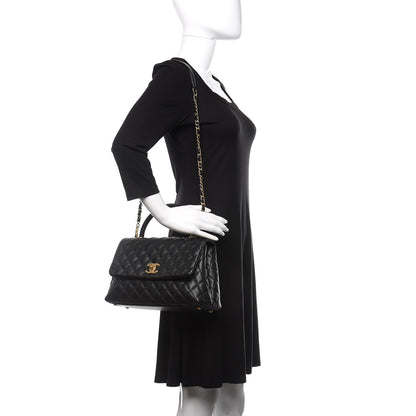 Chanel Caviar Lizard Embossed Quilted Small Coco Handle Flap Black 2 of 10