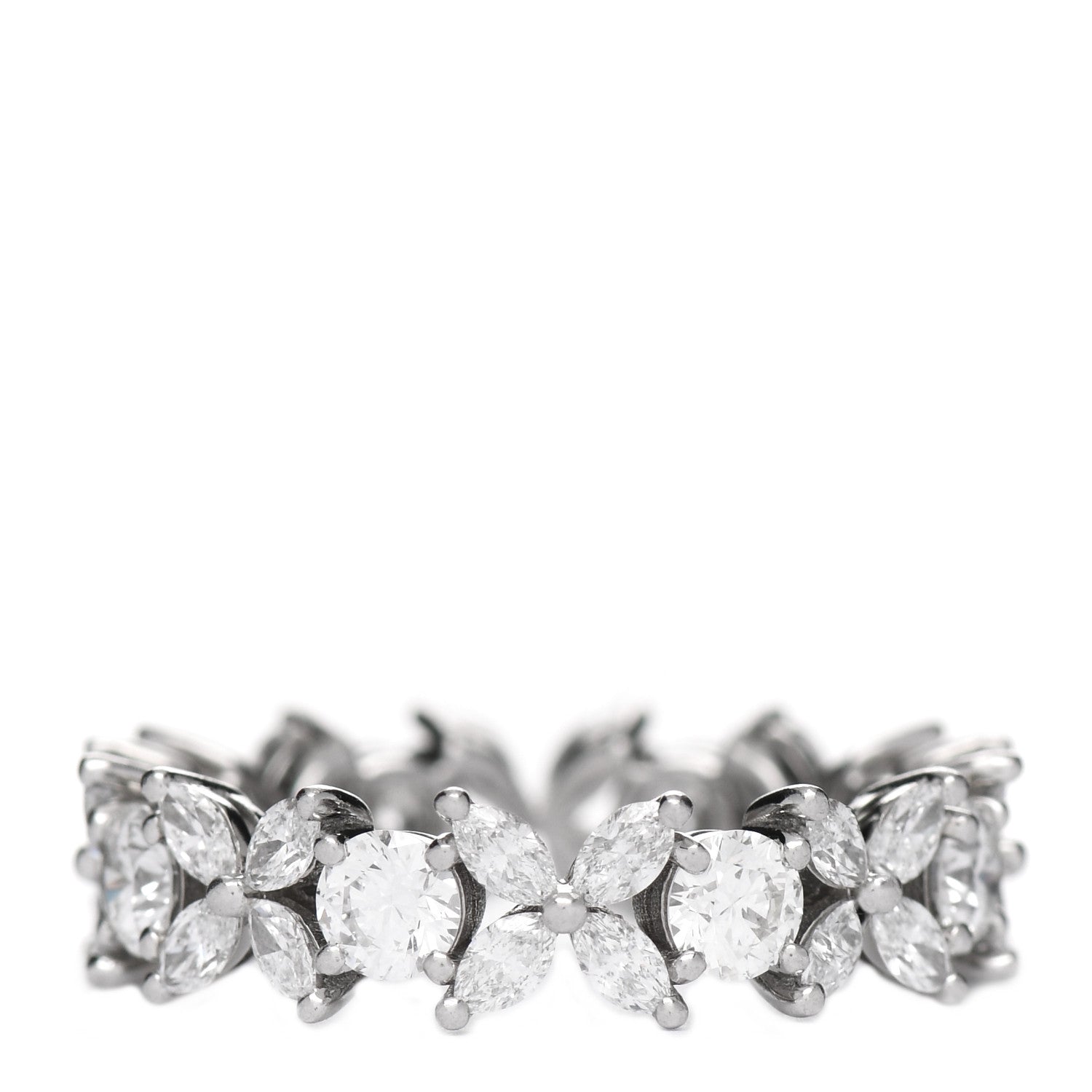 Tiffany Platinum Diamond Victoria Alternating Band Ring 52 6 3 of 4