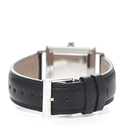 Tiffany Sterling Silver Calfskin 27mm Atlas Square Quartz Watch 3 of 4
