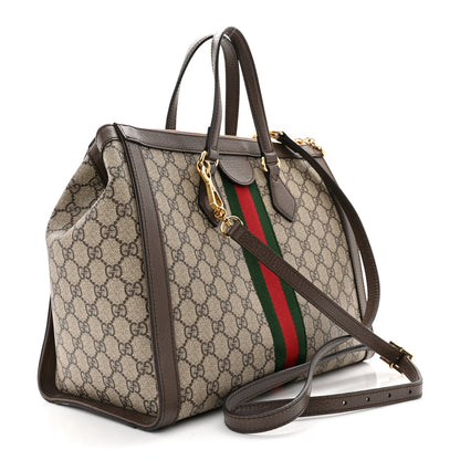 Gucci GG Supreme Monogram Web Medium Ophidia Tote Bag Brown 3 of 10