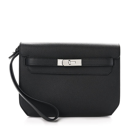 Hermes Togo Verso Kelly Depeches 25 Pouch Black Bamboo 1 of 12