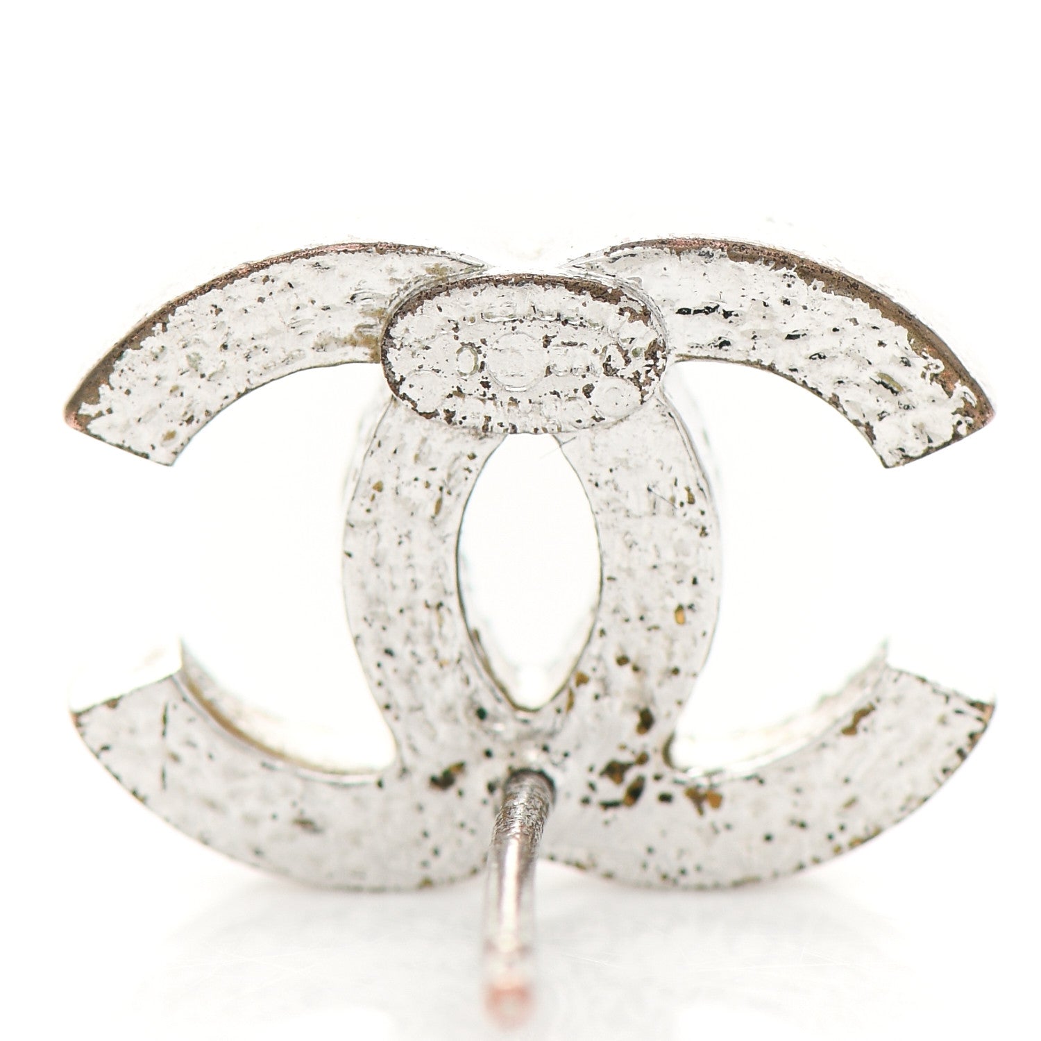 Chanel Crystal Timeless CC Earrings Silver 4 of 4