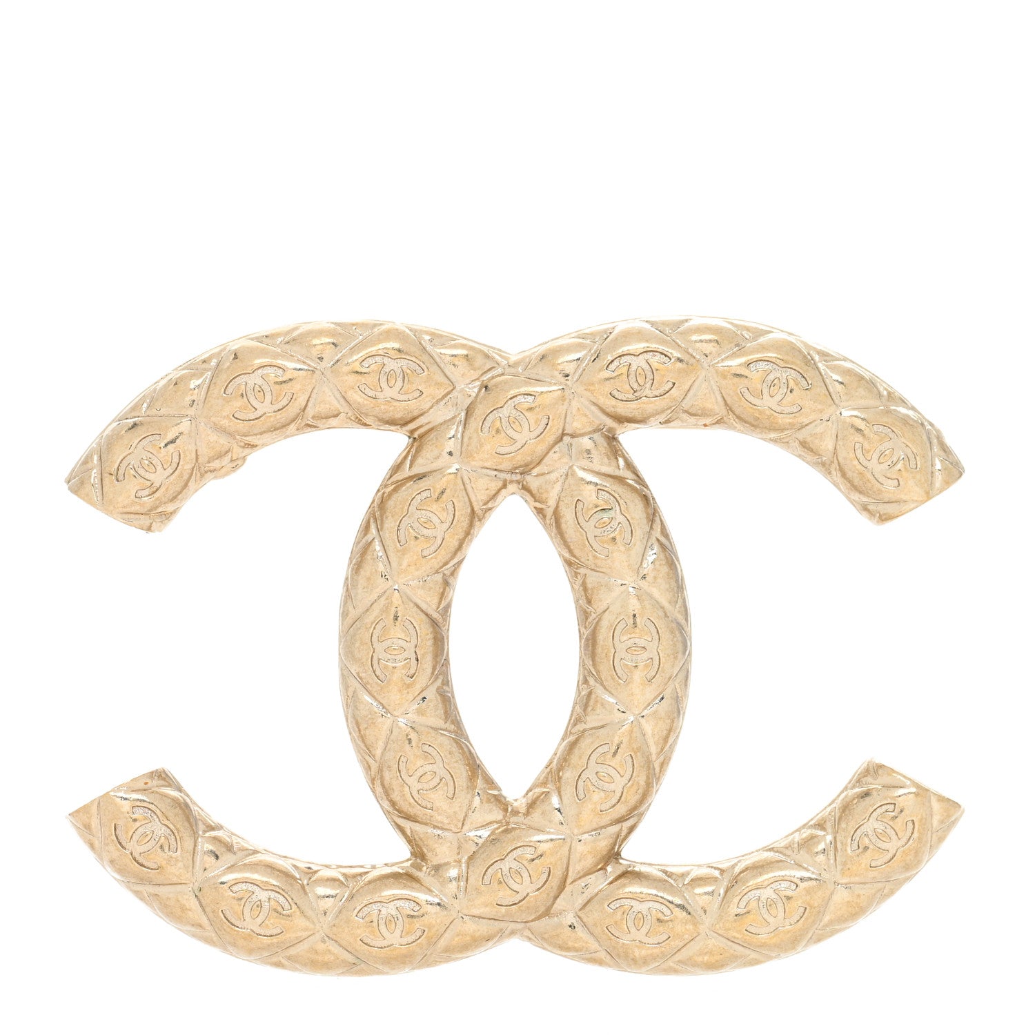 Chanel Metal CC Diamond Quilted Brooch Light Gold 1 of 3