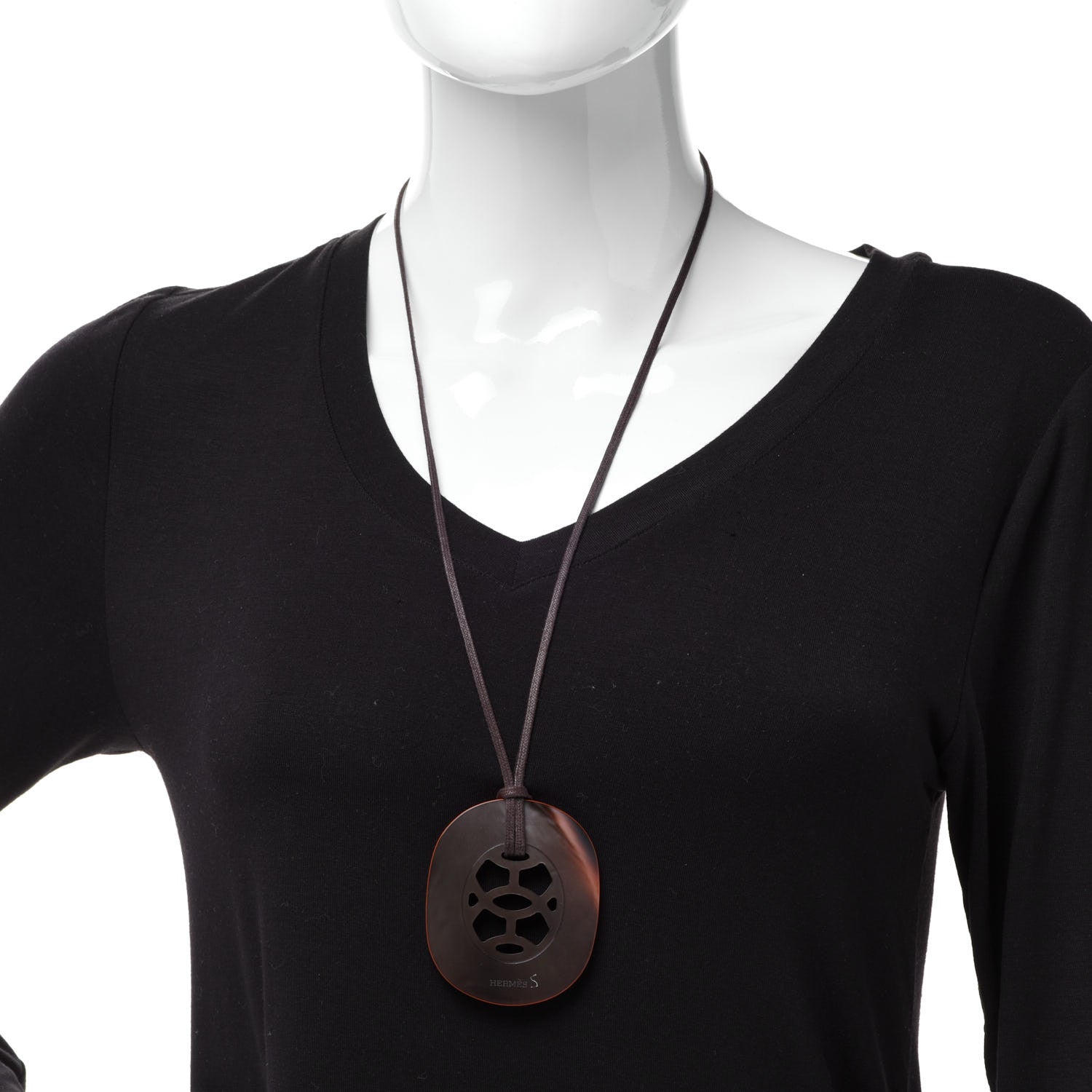 Hermes Buffalo Horn Lacquer Lift Necklace Orange 2 of 7