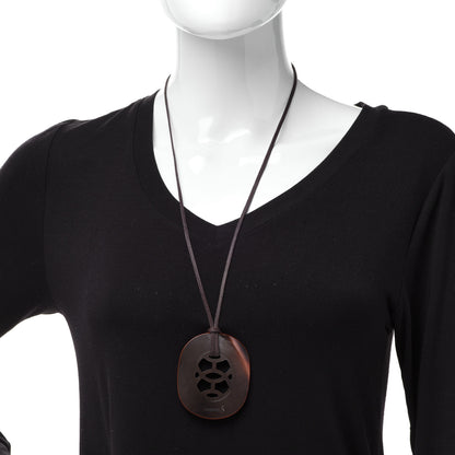 Hermes Buffalo Horn Lacquer Lift Necklace Orange 2 of 7