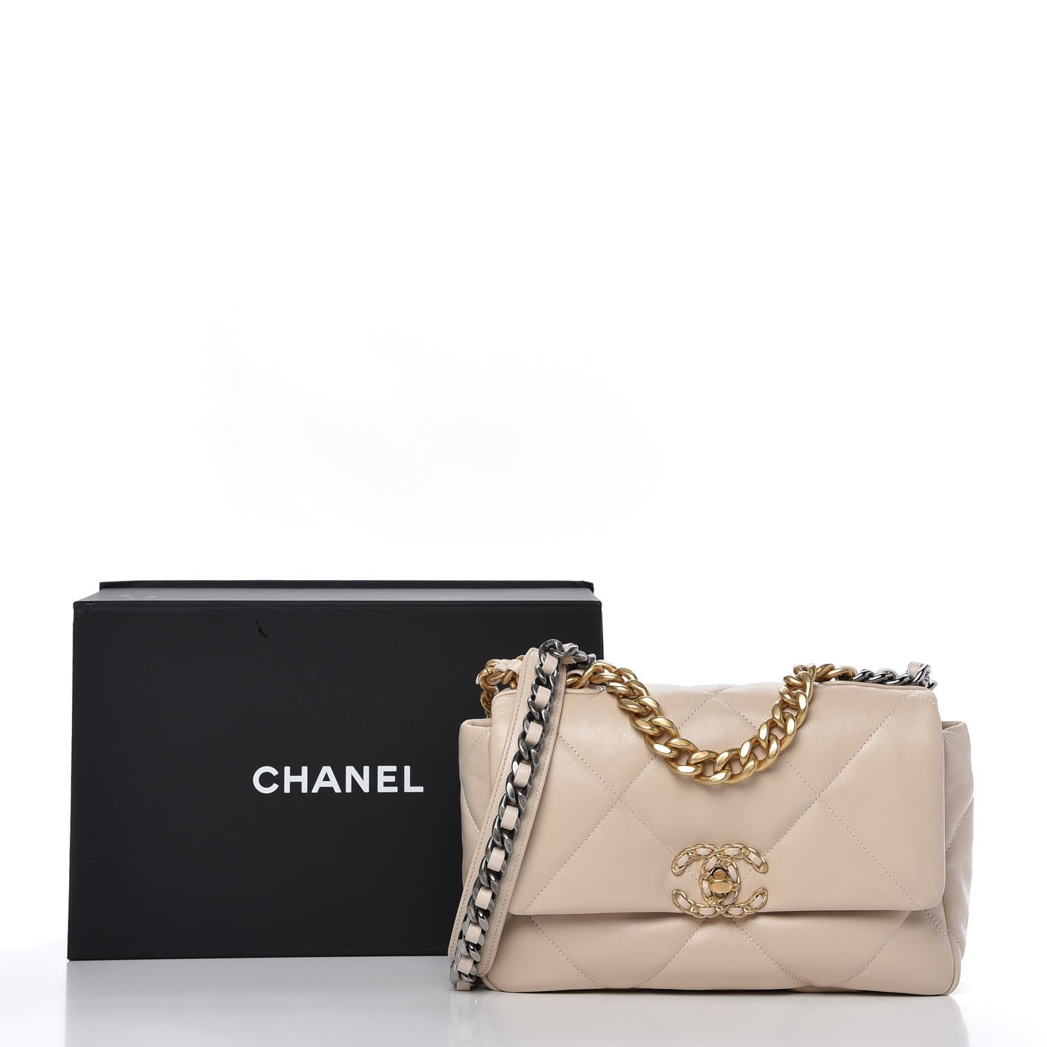 Chanel Goatskin Quilted Medium 19 Flap Beige 10 of 10