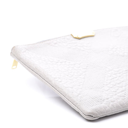 Burberry Signature Grain Calfskin Check Embossed Large Penelope Pouch Stone White 8 of 9