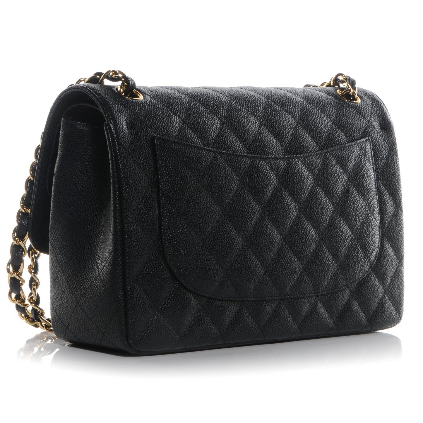 Caviar Quilted Jumbo Double Flap Black