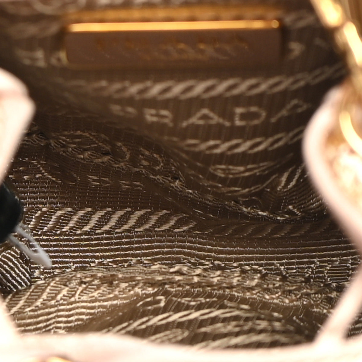 Prada Sequin Satin Triangle Logo Mini Pouch Cammeo 5 of 10