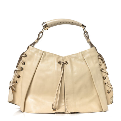 Saint Laurent Calfskin Pleated Mombasa Hobo Off White 1 of 9