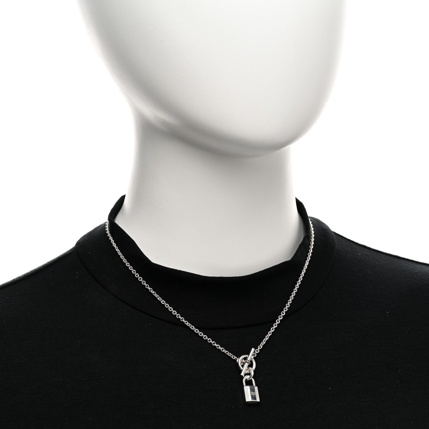 Hermes Sterling Silver Cadenas Kelly Lock Pendant Necklace 2 of 5