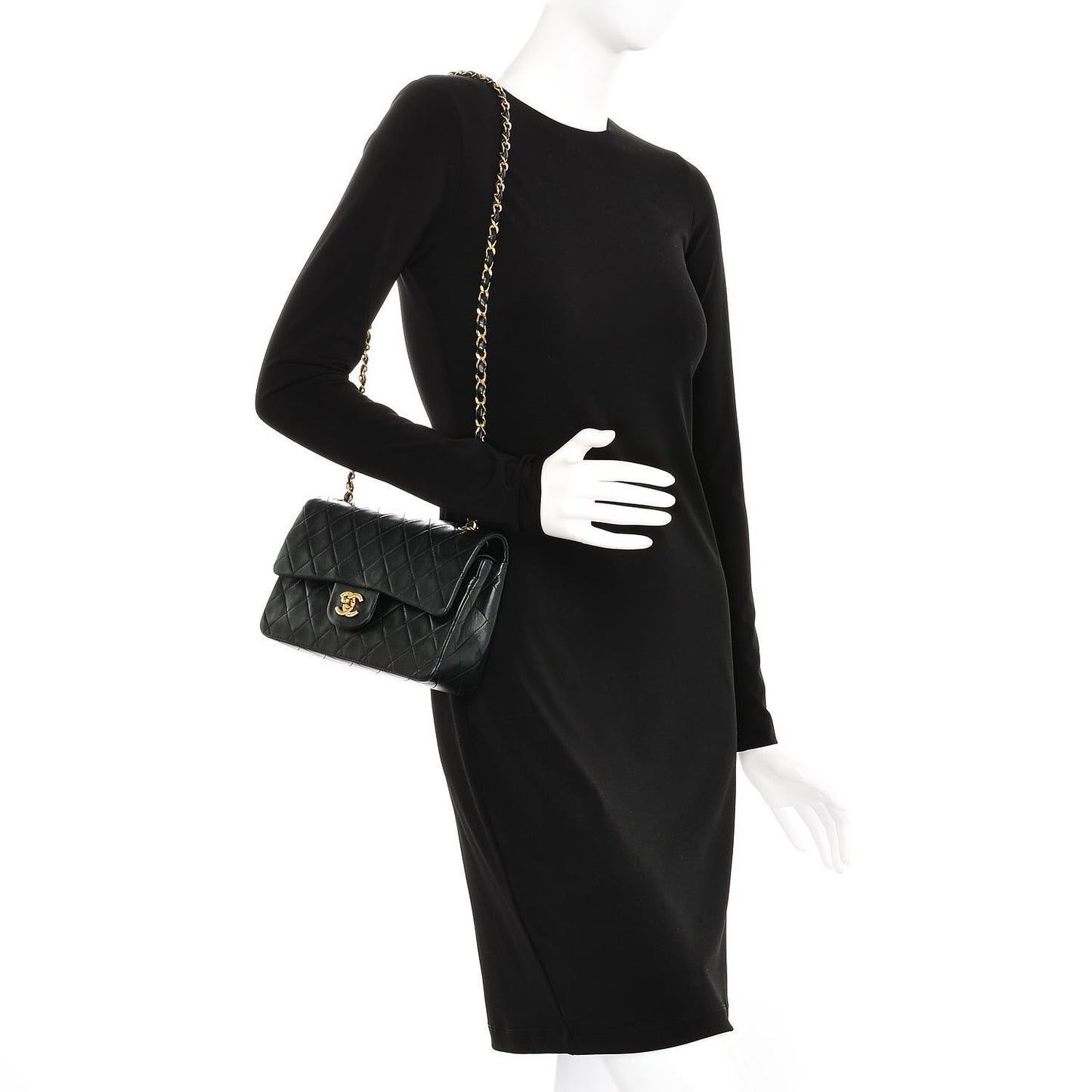 Lambskin Quilted Small Double Flap Black